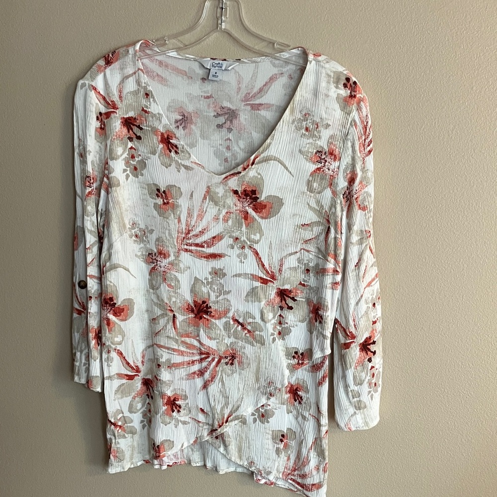Cato Red and Cream Floral Blouse